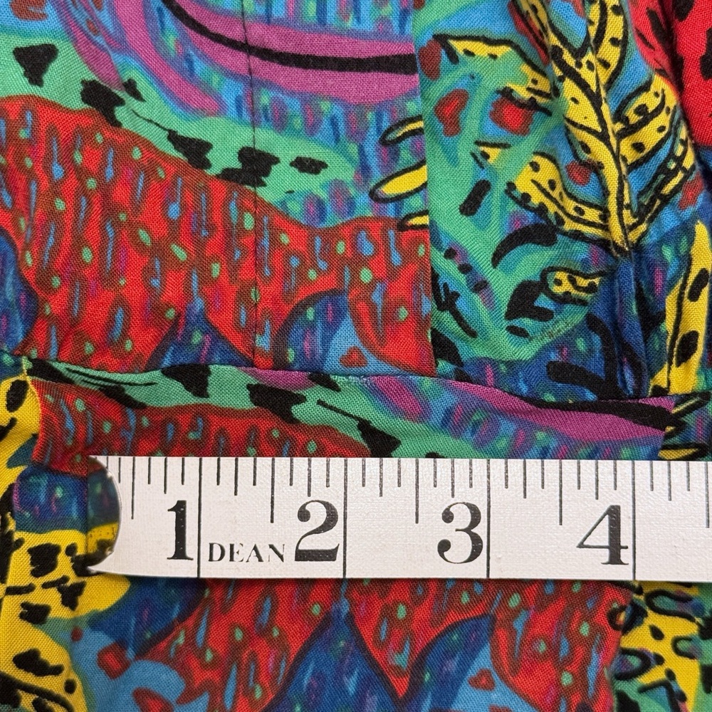Vintage 80s Tareti Petites Retro Abstract Multicolor Button Up Collared Dress - Picture 9 of 11